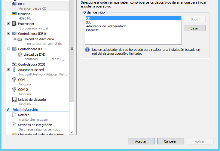 Como instalar Centreon Sobre Microsoft Hyper-v 10 9 arranque ISO - Berruit